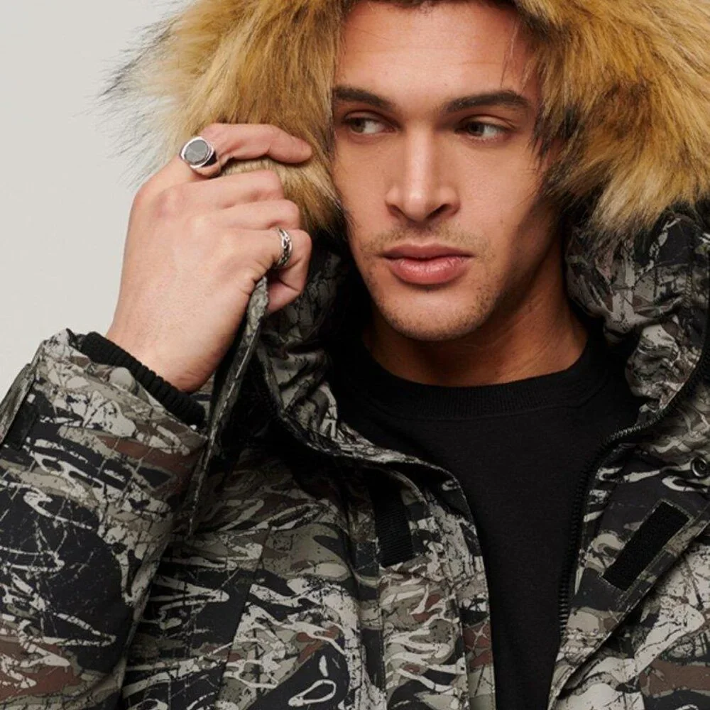 NWT Superdry Men's Code Faux Fur Hooded Everest Parka Jacket - Picture 2 of 5